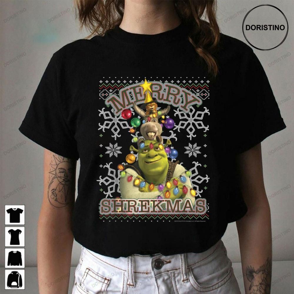 Merry Shrekmas Holiday Text Shrek Awesome Shirts